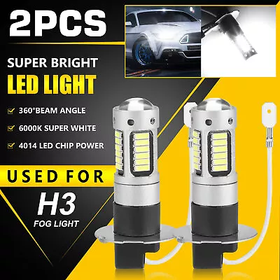 2PCS H3 LED Fog Driving Light Bulbs Conversion Kit Super Bright DRL 6000K White • $13.99