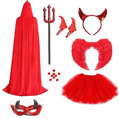 DEVIL FANCY DRESS COSTUME Halloween ACCESSORIES Adult Kids Tail Pitchfork Lot UK • £4.13