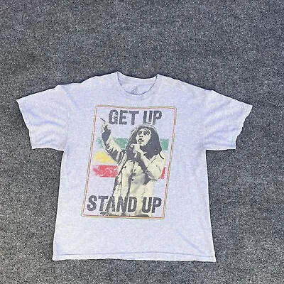 Vintage Zion Bob Marley Get Up Stand Up Gray Size XL T-shirt Men • $7.88