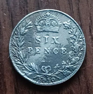 1910 King Edward VII Silver Sixpence Coin.Metal Detecting Find Norfolk Area. • £4.99