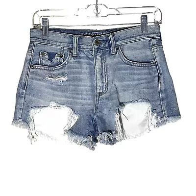 American Eagle Vintage Festival Hi Rise Destroyed Denim Shorts 2 New Without Tag • $24.88