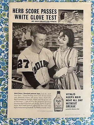 Vintage 1959 Men’s Vitalis Greaseless Hair Groomer Print Ad Herb Score • $6.40