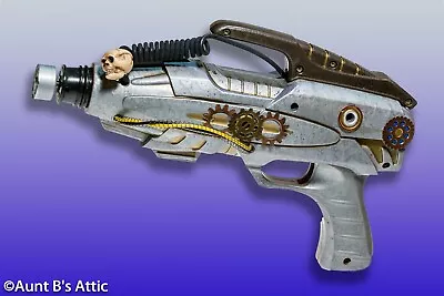 Steampunk Gun Silver Plastic Hand Painted & Decorated Futuristic Costume Prop   • $39.98