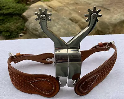 WESTERN ROWEL SPURS W/ Tooled Leather Straps Adult Ladies Or Youth Size NEW • $75