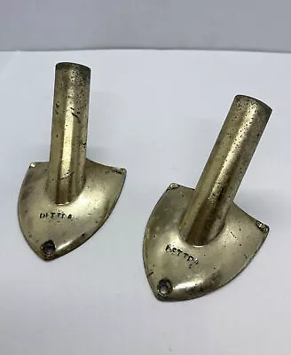 Lot Of 2 Vintage Dettra Flag Co Oaks PA Flag Pole Holders Rare Shield Back Metal • $86.25