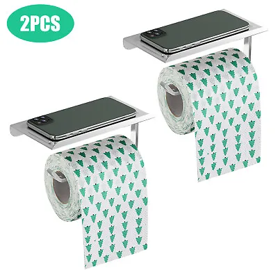 $11.98 • Buy 2pcs Toilet Roll Paper Wall Mounted Holder Phone Stand Tissue Storage Shelf Hook