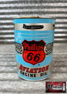 $110 • Buy 1950’s PHILLIPS 66 Aviation Motor Oil Can 1 Qt. - Gas & Oil
