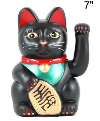 7  Black Beckoning Waving Wealth Prosperity Cat Kitty Japanese MANEKI NEKO • $16.99