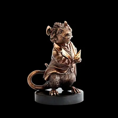 Jery Mouse Animal Hold Eat Swiss Cheese Figurine Made By Vizuri Bronze & Basalt • $770
