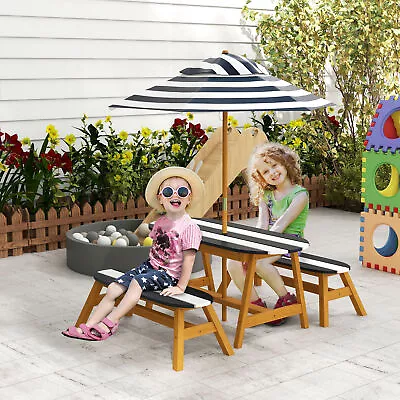 Kids Picnic Table Set W/ Removable Umbrella For 4 Kids 3-8 Years • $129.99