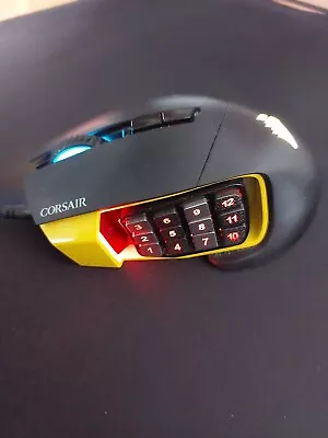 Corsair Scimitar Elite RGB Optical Gaming Mouse Mmo Mouse Fully Working Order • £40