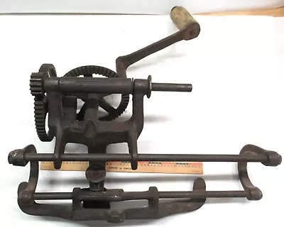 Antique Cast Iron Hand Crank Bench Mount Grinder Sickle Blade Tool Sharpener • £76.20