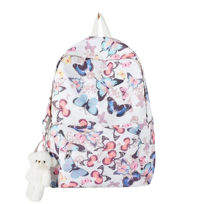 Fashion Backpack Butterfly Print Student Shoulder Bag Zipper For Outdoor Camping • £11.72