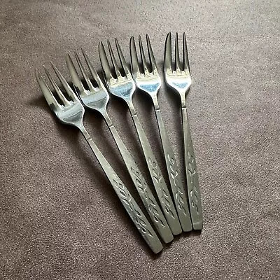 5x VINTAGE VINERS 18/8 STAINLESS STEEL SHEFFIELD ENGLAND SILVER PLATE CAKE FORKS • $34