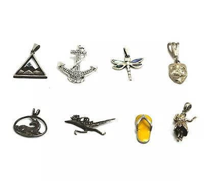 Lot Of 8 Sterling Silver Figural Pendants Unicorn Anchor Unicorn & Others • £49.22