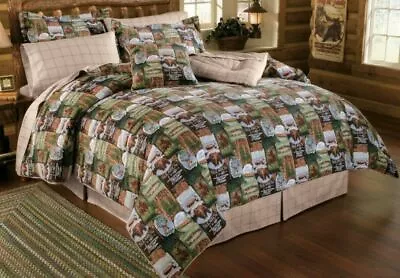 Wilderness Camp 10 Piece Twin Comforter Set Woodland Bear Deer Lodge Fish Cabin • $279.99