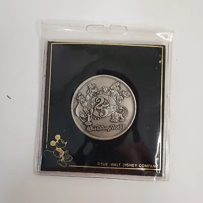 Walt Disney World 25th Anniversary Coin Medallion Silvertone 1971-1996 • $17