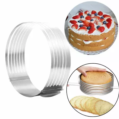 £6.40 • Buy Stainless Steel Mousse Cake Slicing Ring Mold Layer Slicer Cutter Baking Tool