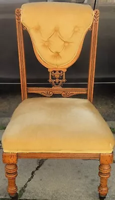£36 • Buy Beautiful Victorian Gold Upholstered Bedroom Chair On Casters