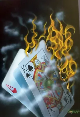 Michael Godard  Burning Blackjack  Olive Cards Casino Lithograph Poster 2006 • $179