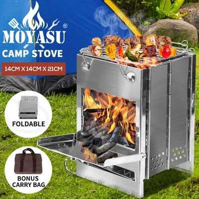 $27.99 • Buy Moyasu Camp Stove Camping Wood BBQ Grill Stainless Steel Portable Outdoor Small