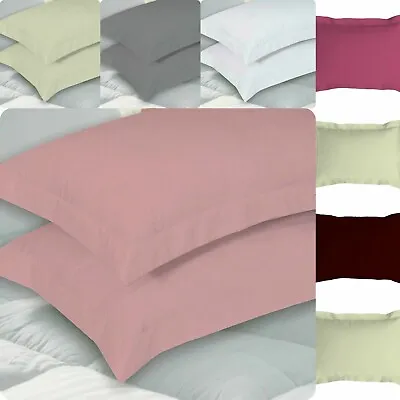 £4.91 • Buy 2X Oxford Pillow Cases Pillow Shams Cotton Pair Pack Plain Bedroom Pillow Covers