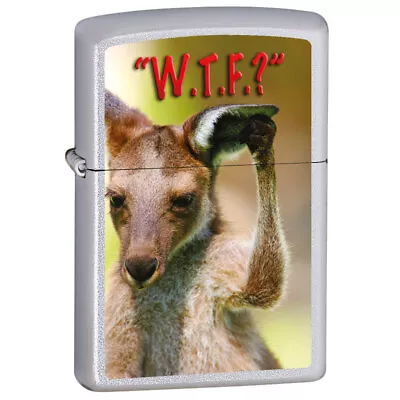 $19 • Buy Zippo Kangaroo Question Genuine Satin Chrome Finish Cigar Cigarette Lighter