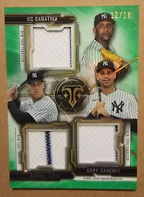 Aaron Judge Sabathia Sanchez 2020 Topps Triple Threads Combo Relic 12/18 🔥 NY • $75