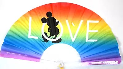 Disney Parks Mickey Mouse LOVE Pride Collection Folding Hand Fan VHTF • $23.99