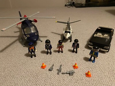 Playmobil Helicopters Car And Police And Robber Bundle • £21.95