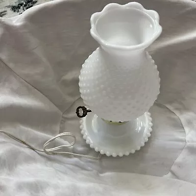 Vintage Hobnail  Milk Glass Lamp For Bedside R Table 10 Inches Tall • $25