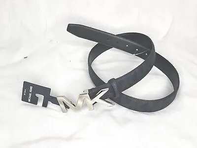Michael Kors Men's Leather Belt MK Signature Black Size 36 Authentic • $61.59
