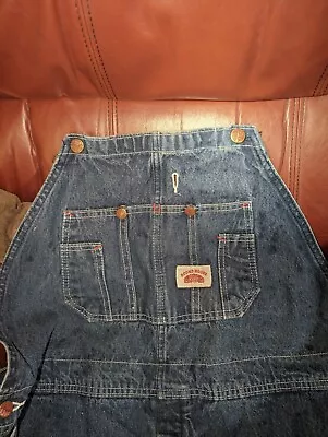 Vintage Round House Overalls Mens 46x30 Blue Denim Bib Carpenter USA Made Preown • $35