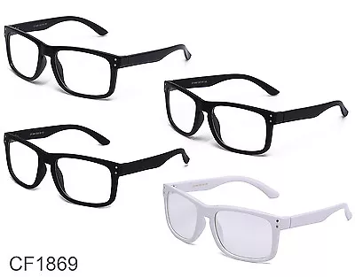  Retro Mens Womens Clear Lens Glasses Hipster Black UV400 Square Matte Vintage • $8.95