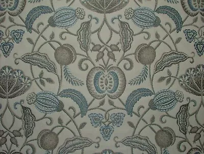 3.2 Mts Arts And Crafts Coxhall Dove Jacquard Curtain Upholstery Cushion Fabric • £64