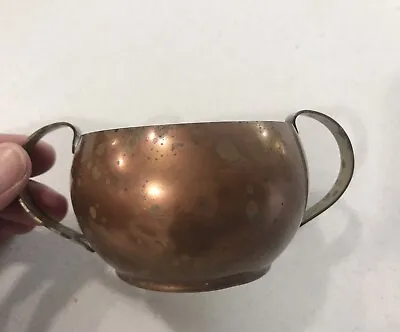 Vintage Copper 2-handle Cup Vase Container W Gold Handles Cute!! • $12.50