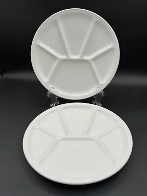 Set Of 2 Varages France Divided Fondue Appetizer Plates White Williams Sonoma • $12