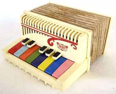 VINTAGE 1950’s EMENEE PIANO SQUEEZE BOX ACCORDION MUSICAL TOY+COLOR KEYS-WORKING • $10
