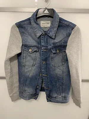 River Island Denim Jacket Size XXS With Jersey Hood & Sleeves  • £10