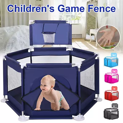 Baby Playpen Large Kid Infant Safety Yard Activity Center With Round Zipper Door • £16.99