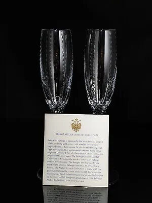 Faberge Bristol Clear Crystal Champagne Flutes NIB • $427.50