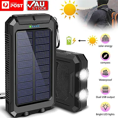 $28.90 • Buy 50000mAh Solar Power Bank Dual USB External Battery Charger LED For Phone Charge