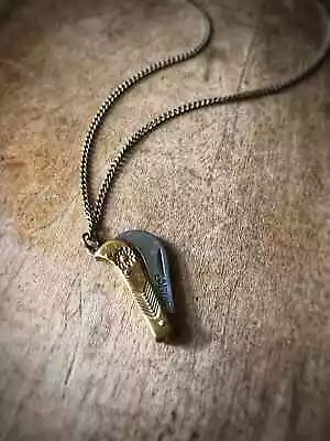 Miniature Aladdin Folding Pocket Knife Necklace - Mini 1  Steel Curve Blade Gold • $13.99