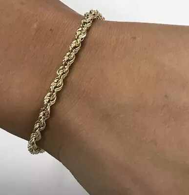 9ct Gold Rope Bracelet  7.5 Inch Yellow Gold Hallmarked • £69.95