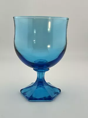 Vintage Anchor Hocking Laser Blue Glass Goblet 4.5 Inches • $10