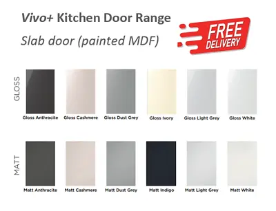 Vivo Gloss Matt  Kitchen Cupboard Doors Drawers Painted Slab Replacement  • £4