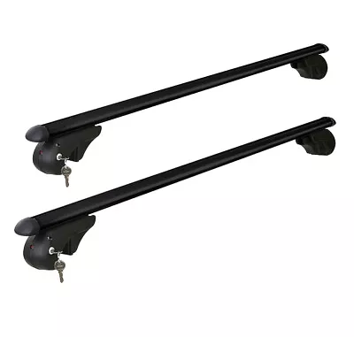 Universal Car Roof Rack Cross Bars Aluminium Black Adjustable 120cm Car 90kgs • $68.83