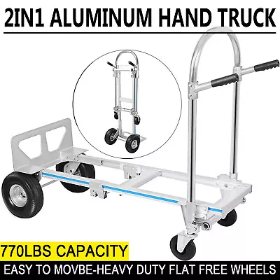 Convertible Heavy Duty Hand Truck 2 In 1 Dolly Aluminum 4 Wheel Cart 770 Lbs  • $152.90