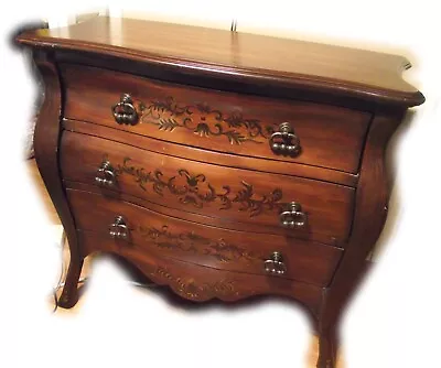 Cherry 3-Drawer French Bombe/Bombay Chest Hand Painted LOCAL PICKUP ONLY • $40