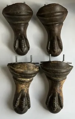 4 Antique Clawfoot Cast Iron Bath Tub Feet With 4 Attachment Plates Flat Surface • $99